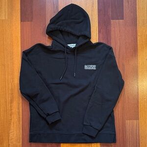 Ganni | Black Hoodie w/ Embroidered  Logo NWOT | Size XXS/XS